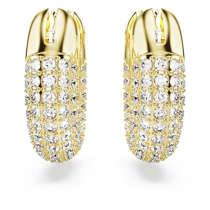 Dextera Hoop Earrings Small, White, Gold-Tone Plated Dextera Hoop Earrings Small, White, Gold-Tone Plated