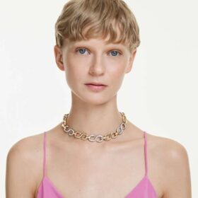 Dextera Necklace Round Cut, Chain, White, Mixed Metal Finish