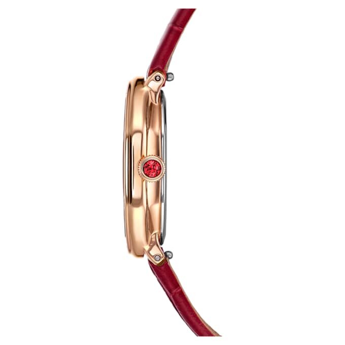 Dextera Octagon Watch Swiss Made, Leather Strap, Red, Rose Gold-Tone Finish Dextera Octagon Watch Swiss Made, Leather Strap, Red, Rose Gold-Tone Finish