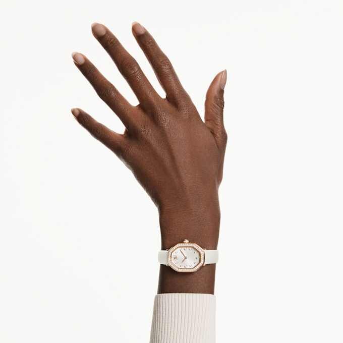 Dextera Octagon Watch Swiss Made, Leather Strap, White, Rose Gold-Tone Finish Dextera Octagon Watch Swiss Made, Leather Strap, White, Rose Gold-Tone Finish