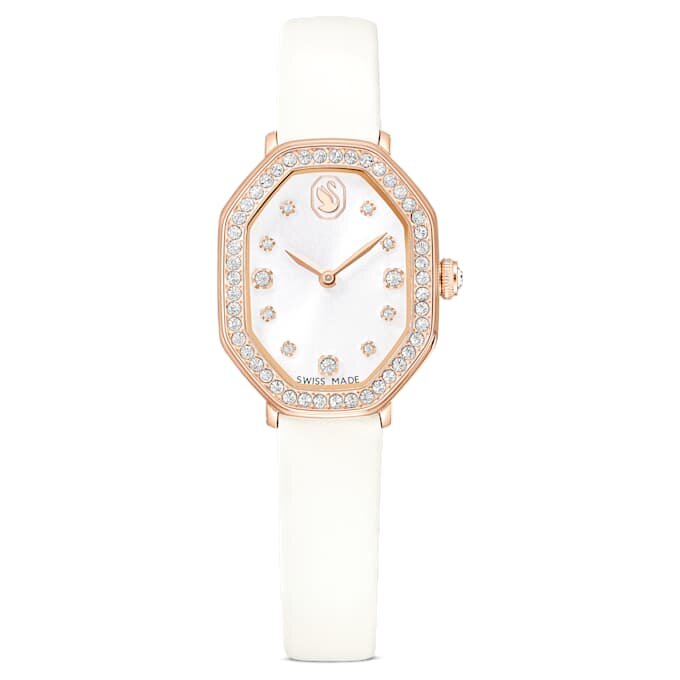 Dextera Octagon Watch Swiss Made, Leather Strap, White, Rose Gold-Tone Finish Dextera Octagon Watch Swiss Made, Leather Strap, White, Rose Gold-Tone Finish