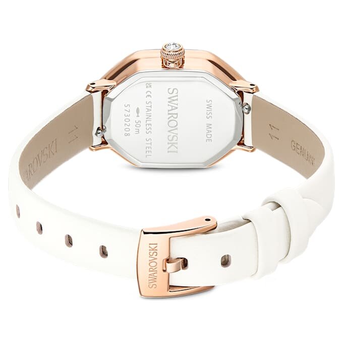 Dextera Octagon Watch Swiss Made, Leather Strap, White, Rose Gold-Tone Finish Dextera Octagon Watch Swiss Made, Leather Strap, White, Rose Gold-Tone Finish