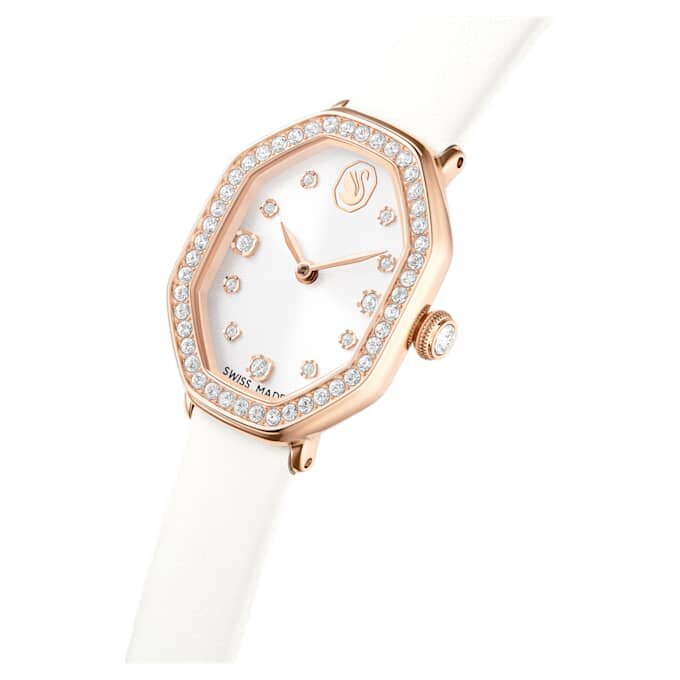 Dextera Octagon Watch Swiss Made, Leather Strap, White, Rose Gold-Tone Finish Dextera Octagon Watch Swiss Made, Leather Strap, White, Rose Gold-Tone Finish