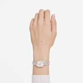 Dextera Octagon Watch Swiss Made, Metal Bracelet, Silver Tone, Rose Gold-Tone Finish