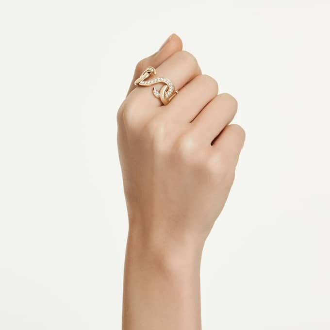 Dextera Open Ring Round Cut, White, Gold-Tone Plated Dextera Open Ring Round Cut, White, Gold-Tone Plated