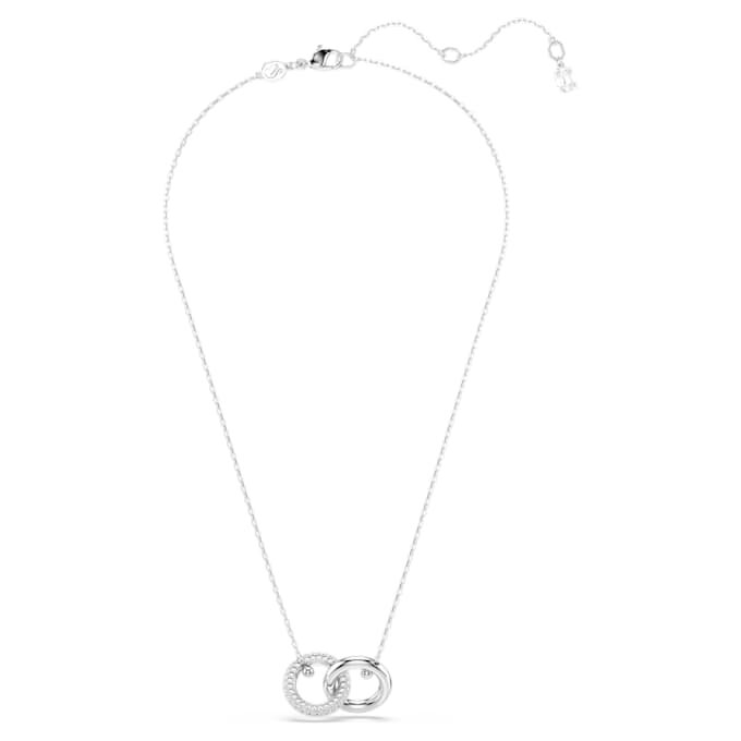 Dextera Pendant Interlocking Loop, White, Rhodium Plated Dextera Pendant Interlocking Loop, White, Rhodium Plated