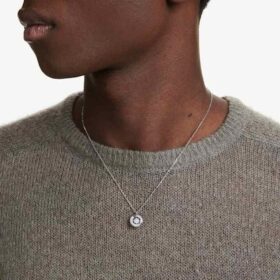 Dextera Pendant Round Cut, White, Rhodium Plated