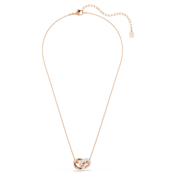Dextera Pendant Round Cut, White, Rose Gold-Tone Plated Dextera Pendant Round Cut, White, Rose Gold-Tone Plated