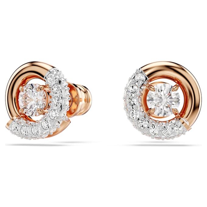 Dextera Stud Earrings Round Cut, White, Rose Gold-Tone Plated Dextera Stud Earrings Round Cut, White, Rose Gold-Tone Plated