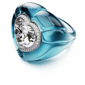 Dulcis Cocktail Ring Heart Cut, Pavé, Heart, Blue