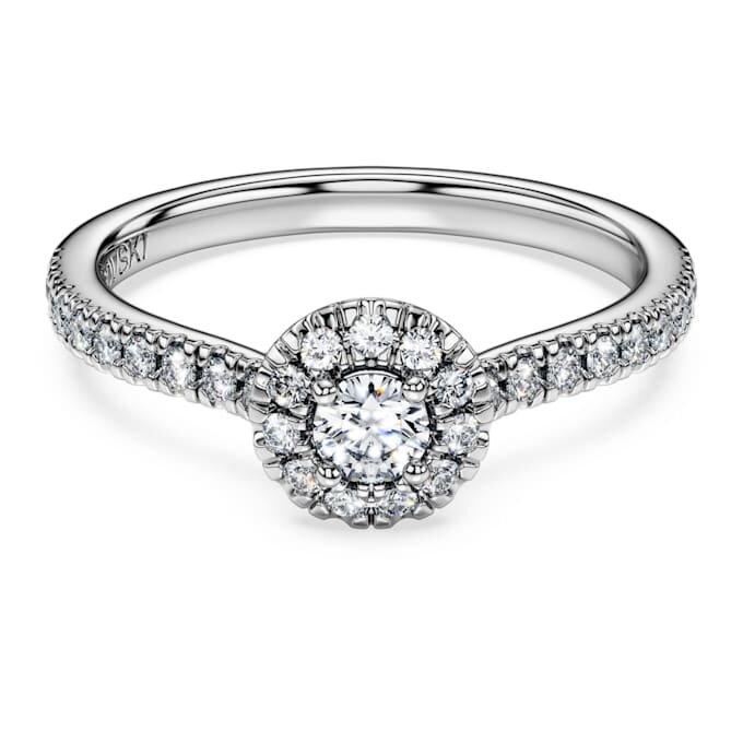 Eternity Halo Solitaire Ring Lab-Grown Diamonds 0.45 Ct Tw, Round Shape, Sterling Silver Eternity Halo Solitaire Ring Lab-Grown Diamonds 0.45 Ct Tw, Round Shape, Sterling Silver