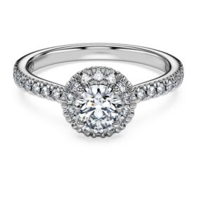 Eternity Halo Solitaire Ring Lab-Grown Diamonds 0.8 Ct Tw, Round Shape, 14K White Gold Eternity Halo Solitaire Ring Lab-Grown Diamonds 0.8 Ct Tw, Round Shape, 14K White Gold