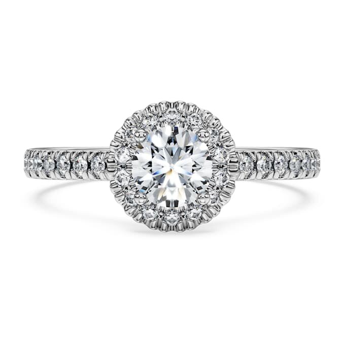 Eternity Halo Solitaire Ring Lab-Grown Diamonds 0.8 Ct Tw, Round Shape, 14K White Gold Eternity Halo Solitaire Ring Lab-Grown Diamonds 0.8 Ct Tw, Round Shape, 14K White Gold