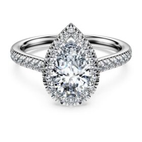 Eternity Halo Solitaire Ring Lab-Grown Diamonds 1.3 Ct Tw, Pear Shape, 14K White Gold Eternity Halo Solitaire Ring Lab-Grown Diamonds 1.3 Ct Tw, Pear Shape, 14K White Gold