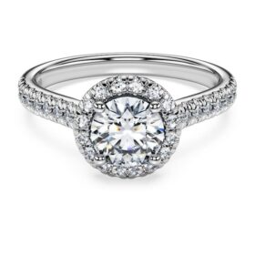 Eternity Halo Solitaire Ring Lab-Grown Diamonds 1.33 Ct Tw, Round Shape, 14K White Gold Eternity Halo Solitaire Ring Lab-Grown Diamonds 1.33 Ct Tw, Round Shape, 14K White Gold