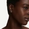 Eternity Hoop Earrings Lab-Grown Diamonds 0.1 Ct Tw, Round Shape, Small, 14K White Gold
