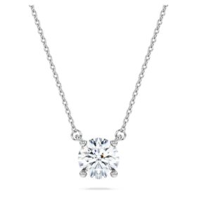 Eternity Solitaire Pendant Lab-Grown Diamonds 1 Ct Tw, Round Shape, 14K White Gold Eternity Solitaire Pendant Lab-Grown Diamonds 1 Ct Tw, Round Shape, 14K White Gold