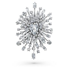 Galaxy Brooch Lab-Grown Diamonds 15.71 Ct Tw, Mixed Shapes, 18K White Gold