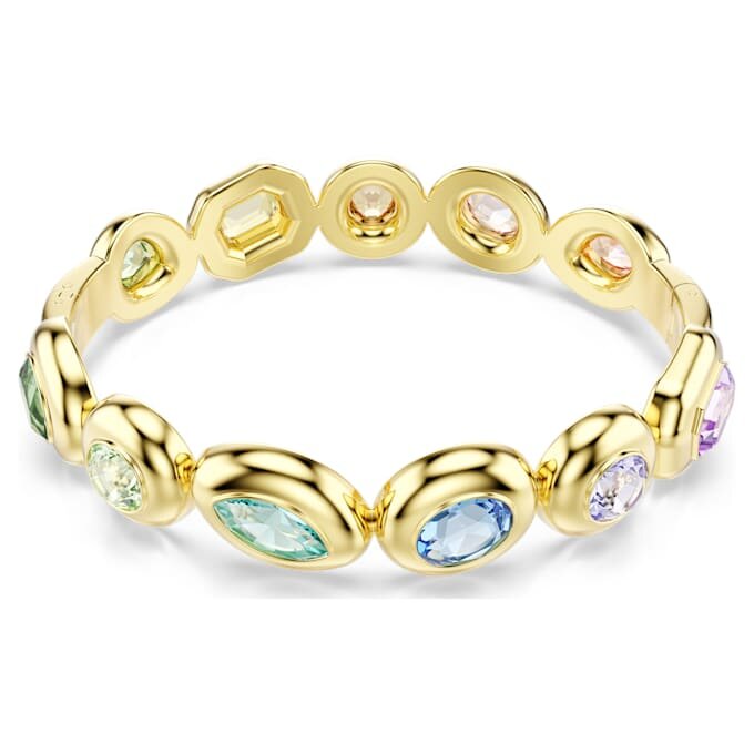 Gema Bangle Mixed Cuts, Multicolored, Gold-Tone Plated Gema Bangle Mixed Cuts, Multicolored, Gold-Tone Plated