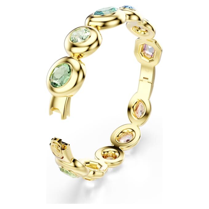 Gema Bangle Mixed Cuts, Multicolored, Gold-Tone Plated Gema Bangle Mixed Cuts, Multicolored, Gold-Tone Plated