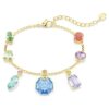 Gema Bracelet Mixed Cuts, Dangling Crystals, Multicolored, Gold-Tone Plated Gema Bracelet Mixed Cuts, Dangling Crystals, Multicolored, Gold-Tone Plated