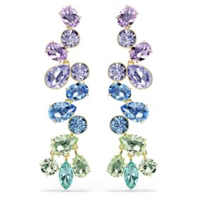 Gema Drop Earrings Mixed Cuts, Chandelier, Long, Multicolored, Gold-Tone Plated Gema Drop Earrings Mixed Cuts, Chandelier, Long, Multicolored, Gold-Tone Plated