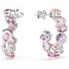 Gema Hoop Earrings Pink, Rhodium Plated Gema Hoop Earrings Pink, Rhodium Plated