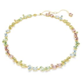Gema Tennis Necklace Mixed Cuts, Multicolored, Gold-Tone Plated Gema Tennis Necklace Mixed Cuts, Multicolored, Gold-Tone Plated