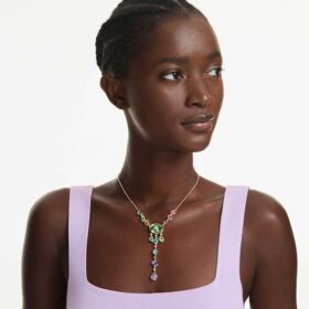 Gema Y Necklace Mixed Cuts, Multicolored, Gold-Tone Plated Gema Y Necklace Mixed Cuts, Multicolored, Gold-Tone Plated