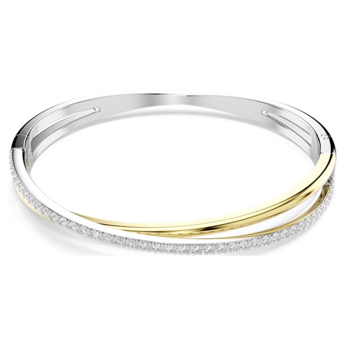 Hyperbola Bangle Round Cut, White, Mixed Metal Finish Hyperbola Bangle Round Cut, White, Mixed Metal Finish