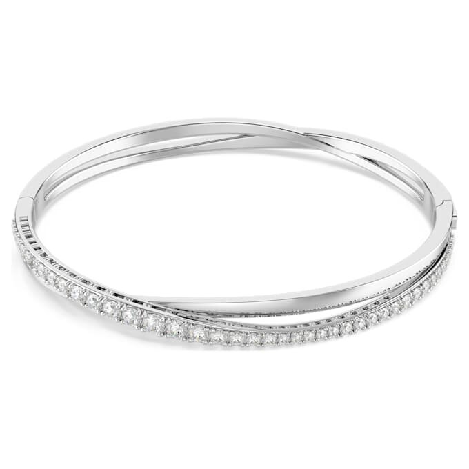 Hyperbola Bangle Round Cut, White, Rhodium Plated Hyperbola Bangle Round Cut, White, Rhodium Plated
