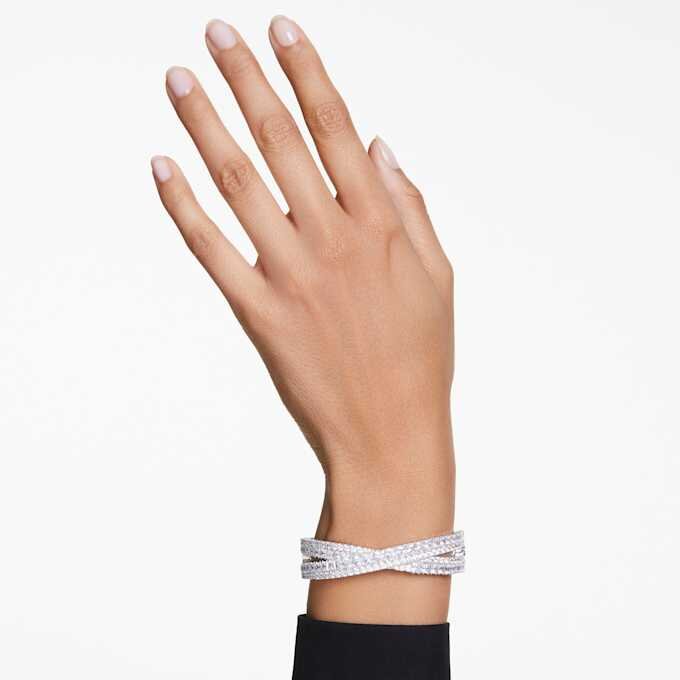 Hyperbola Cuff Mixed Cuts, Infinity, White, Rhodium Plated Hyperbola Cuff Mixed Cuts, Infinity, White, Rhodium Plated