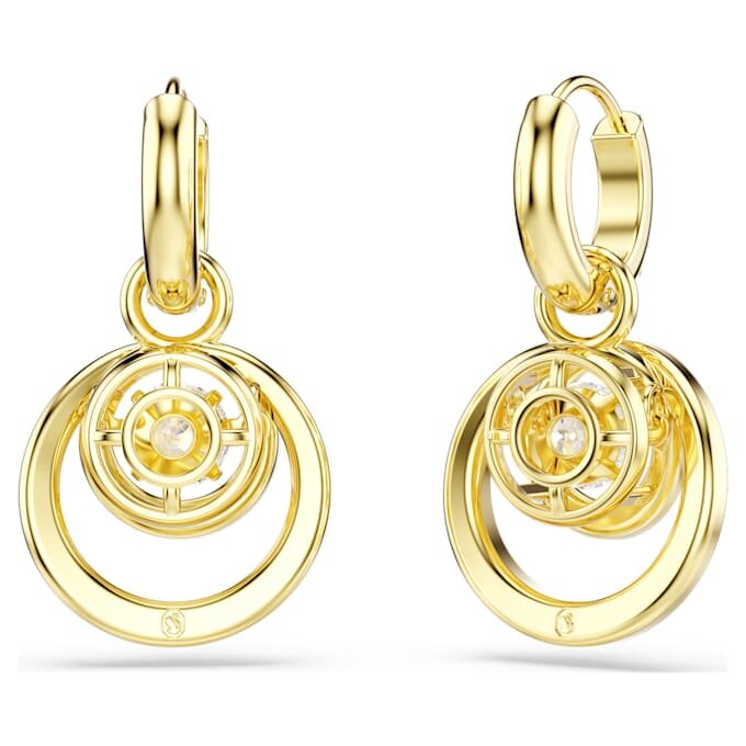Hyperbola Drop Earrings Round Cut, White, Gold-Tone Plated Hyperbola Drop Earrings Round Cut, White, Gold-Tone Plated