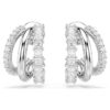 Hyperbola Hoop Earrings Round Cut, Mini, White, Rhodium Plated