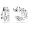 Hyperbola Hoop Earrings Round Cut, Mini, White, Rhodium Plated