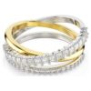 Hyperbola Ring Mixed Cuts, White, Mixed Metal Finish Hyperbola Ring Mixed Cuts, White, Mixed Metal Finish
