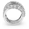 Hyperbola Ring Mixed Cuts, White, Rhodium Plated Hyperbola Ring Mixed Cuts, White, Rhodium Plated