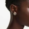 Hyperbola Stud Earrings Round Cut, White, Gold-Tone Plated Hyperbola Stud Earrings Round Cut, White, Gold-Tone Plated