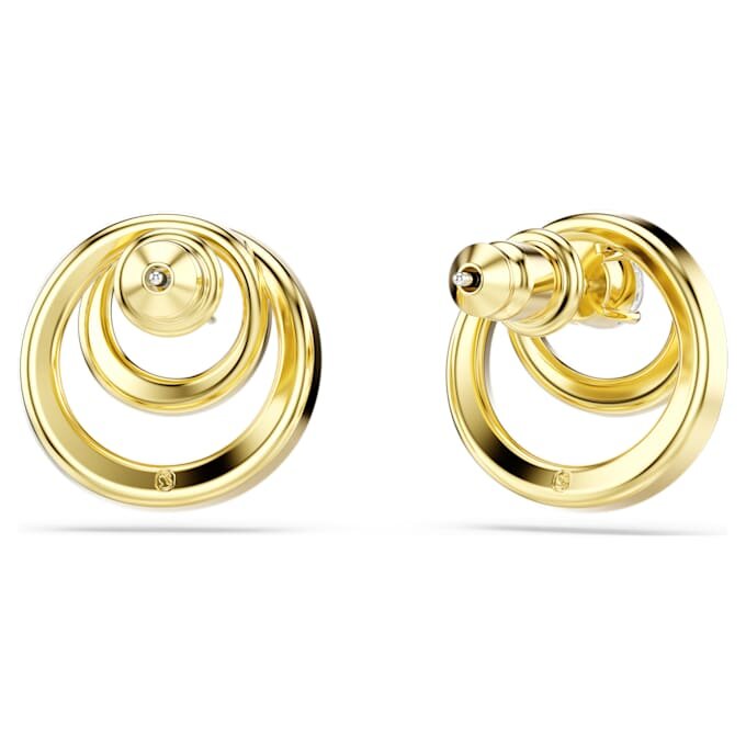 Hyperbola Stud Earrings Round Cut, White, Gold-Tone Plated Hyperbola Stud Earrings Round Cut, White, Gold-Tone Plated