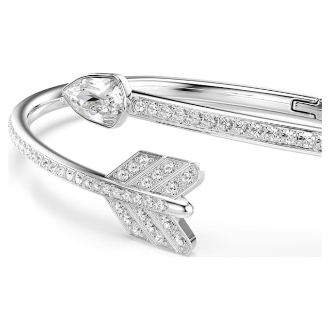 Idyllia Bangle Mixed Cuts, Arrow, White, Rhodium Plated Idyllia Bangle Mixed Cuts, Arrow, White, Rhodium Plated