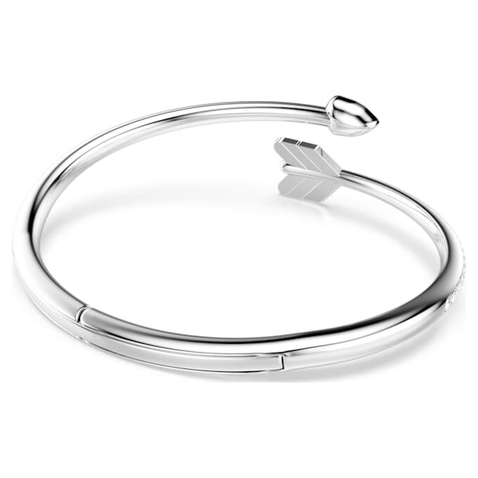 Idyllia Bangle Mixed Cuts, Arrow, White, Rhodium Plated Idyllia Bangle Mixed Cuts, Arrow, White, Rhodium Plated