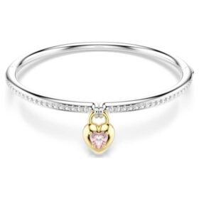 Idyllia Bangle Mixed Cuts, Heart, Pink, Mixed Metal Finish