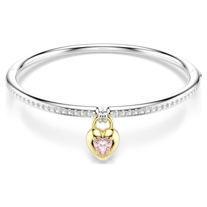 Idyllia Bangle Mixed Cuts, Heart, Pink, Mixed Metal Finish Idyllia Bangle Mixed Cuts, Heart, Pink, Mixed Metal Finish