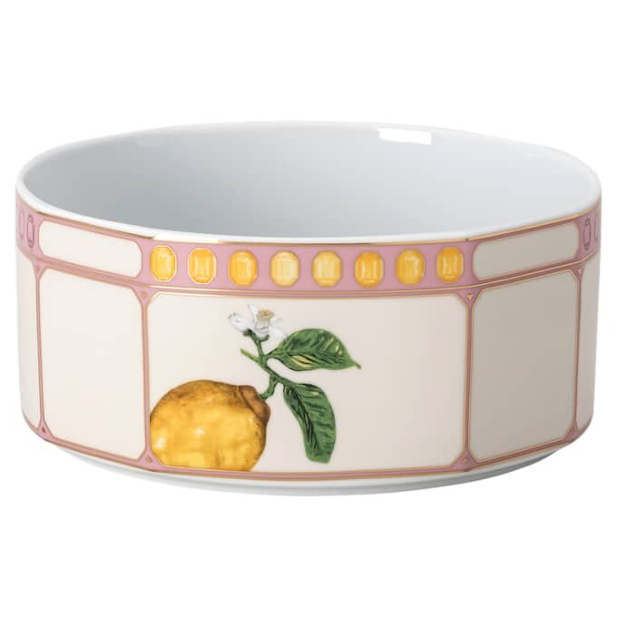 Idyllia Bowl Porcelain, Crystal Print Motif, Citron, Small, Multicolored Idyllia Bowl Porcelain, Crystal Print Motif, Citron, Small, Multicolored