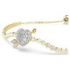 Idyllia Bracelet Mixed Cuts, Heart with Arrow, White, Gold-Tone Plated Idyllia Bracelet Mixed Cuts, Heart with Arrow, White, Gold-Tone Plated