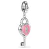 Idyllia Charm Mixed Cuts, Heart with Key, White, Rhodium Plated Idyllia Charm Mixed Cuts, Heart with Key, White, Rhodium Plated