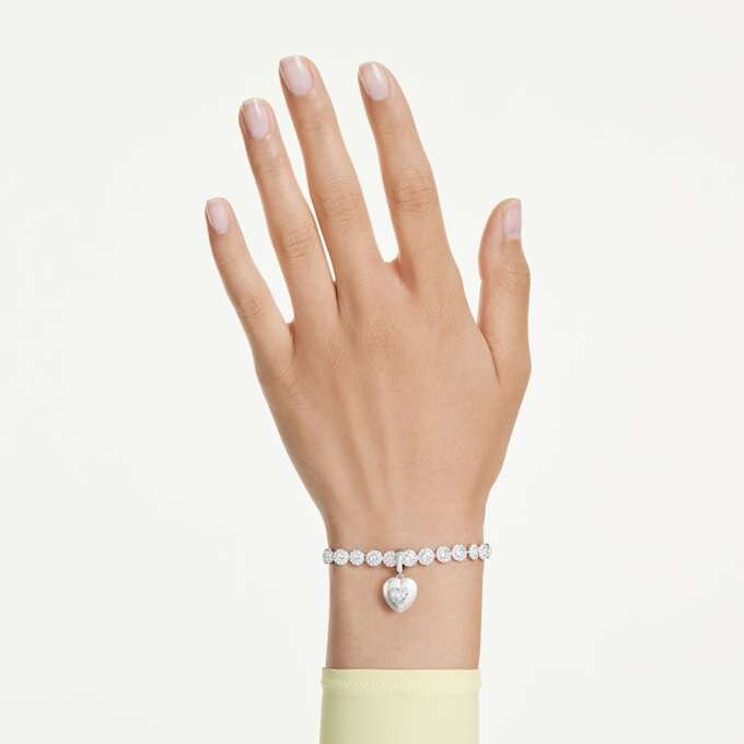 Idyllia Charm Mixed Cuts, Pearl-Colored Coating, Heart, White, Rhodium Plated Idyllia Charm Mixed Cuts, Pearl-Colored Coating, Heart, White, Rhodium Plated