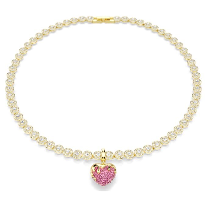 Idyllia Charm Round Cut, Heart, Pink, Gold-Tone Plated Idyllia Charm Round Cut, Heart, Pink, Gold-Tone Plated
