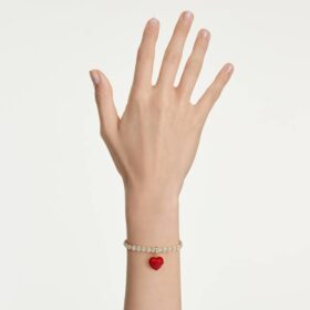 Idyllia Charm Round Cut, Heart, Red, Gold-Tone Plated