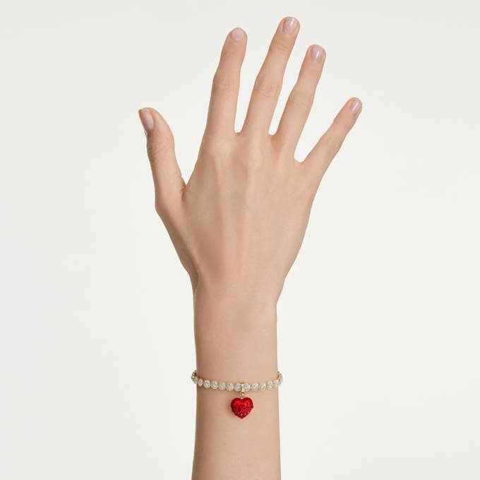 Idyllia Charm Round Cut, Heart, Red, Gold-Tone Plated Idyllia Charm Round Cut, Heart, Red, Gold-Tone Plated